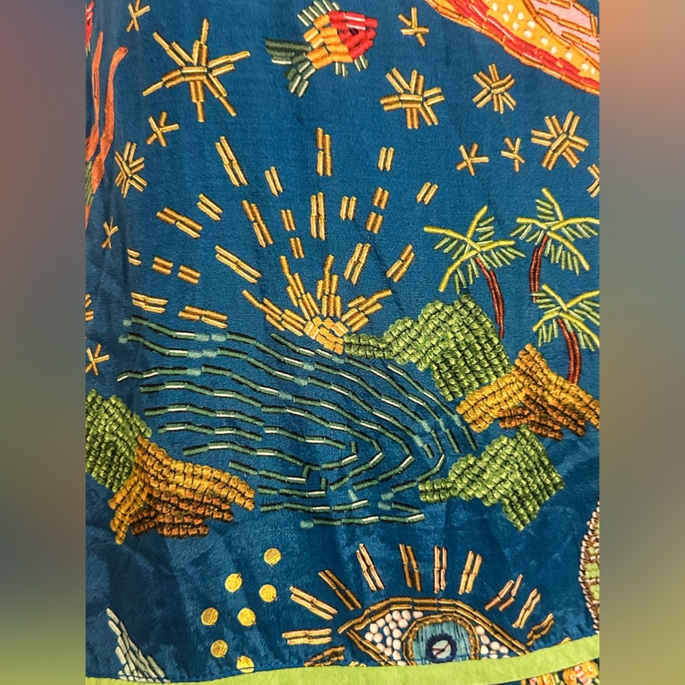Farm Rio Sz Small Ocean Stories Mermaid Siren Maxi Tiered Dress Boho Sea witch - Picture 10 of 16